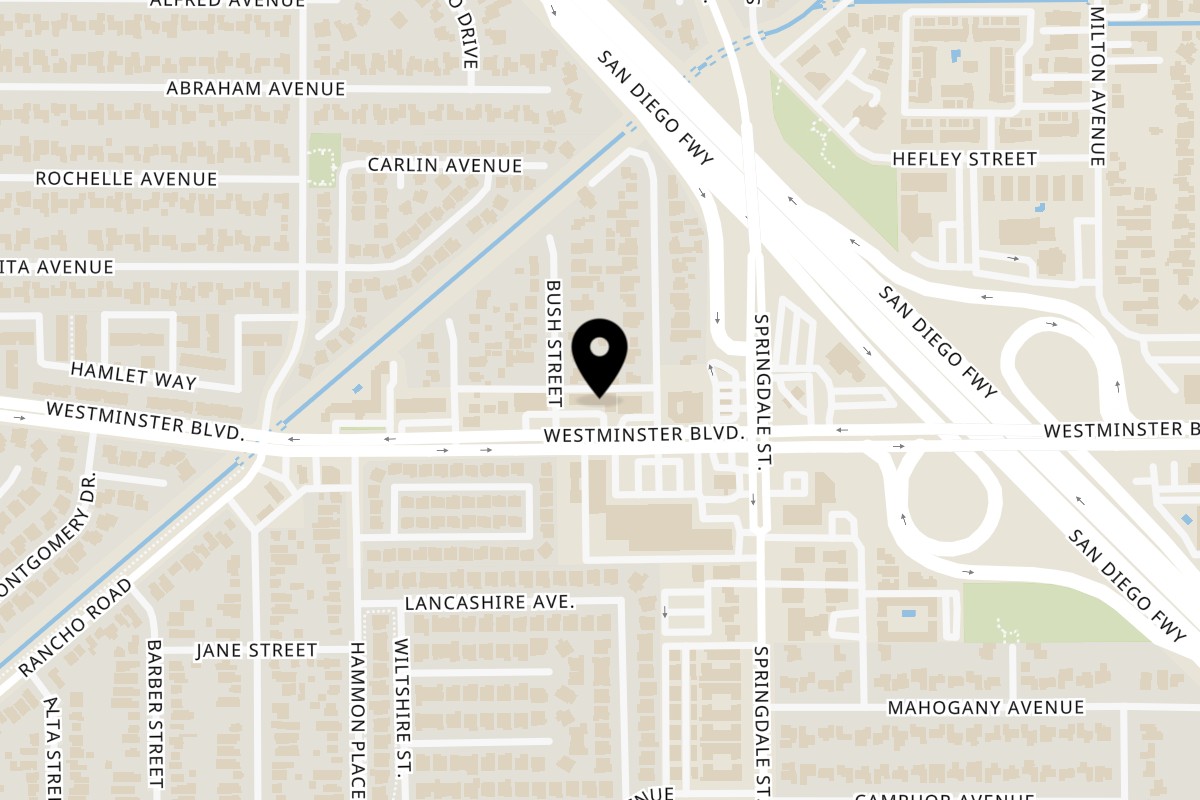 Map showing the location of Ham 'n Scram Westminster on 5871 Westminster Blvd. in Westminster