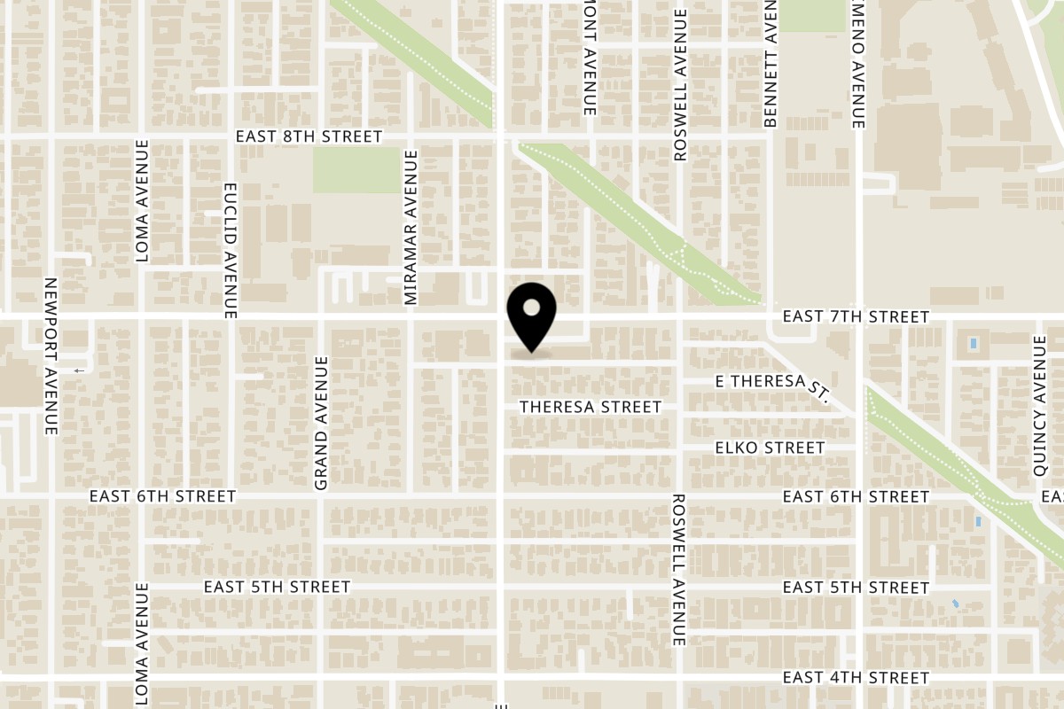 Map showing the location of Ham 'n Scram Long Beach on 4004 E 7th St in Long Beach